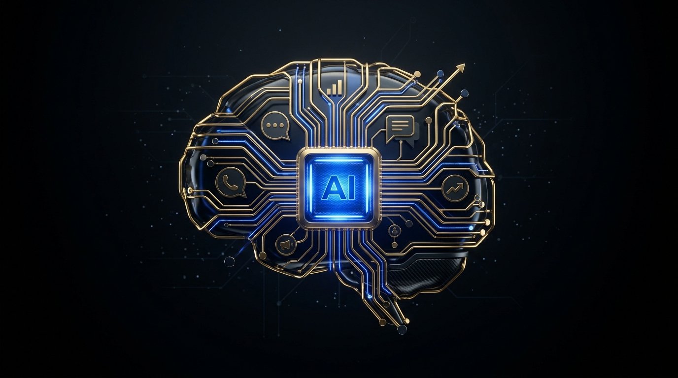Ilustração sobre inteligência artificial aplicada a vendas e atendimento ao cliente